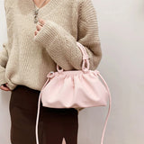 Women Cloud Bags Pleated Handlebags PU Leather Armpit Bag Female Satchel
