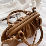 Women Cloud Bags Pleated Handlebags PU Leather Armpit Bag Female Satchel