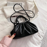 Women Cloud Bags Pleated Handlebags PU Leather Armpit Bag Female Satchel