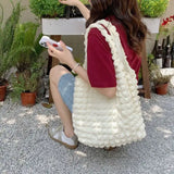 Women Cloud Bubbles Shoulder Bag Soft Cloth Fabric Handbag