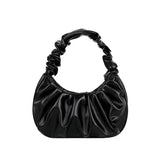 Soft PU Leather Pleated Underarm Bag Women Cloud Handbag