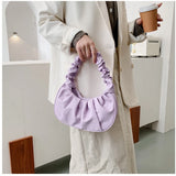 Soft PU Leather Pleated Underarm Bag Women Cloud Handbag