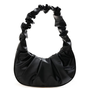 Women Cloud Handbag Soft Leather Pleated Underarm Travel Bag Dumpling Tote Bags