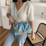 Women Cloud Ruched Shoulder Bags Female Thick Chain Handbags Crossbody Bags