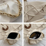 Women Cloud Ruched Shoulder Bags Female Thick Chain Handbags Crossbody Bags