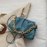 Women Cloud Ruched Shoulder Bags Female Thick Chain Handbags Crossbody Bags
