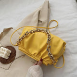 Women Cloud Ruched Shoulder Bags Female Thick Chain Handbags Crossbody Bags