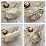 Women Cloud Ruched Shoulder Bags Female Thick Chain Handbags Crossbody Bags