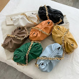 Women Cloud Underarm Shoulder Bags Pleated Pouch Totes Handbags