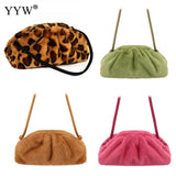Leopard Flannelette Clutch Bag Crossbody Purse for Women
