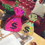 Women Clutch Crossbody Messenger Bags 3D Dollar Laser Bolsa Feminina Handbags