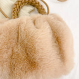 Plush Winter Crossbody Bag Soft Fluffy Handbag Woven Handle Clutch Purse