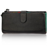 Cow Leather Women Clutch Wallet Long Zipper Purse For iPhone 8