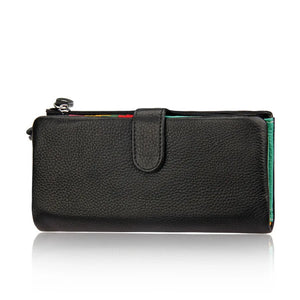 Cow Leather Women Clutch Wallet Long Zipper Purse For iPhone 8