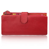 Cow Leather Women Clutch Wallet Long Zipper Purse For iPhone 8