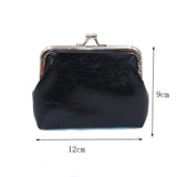 Women Coin Purse Oil Wax PU Leather Wallet 4 Inch Buckle Mini Wallet Coin Bag