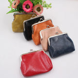 Women Coin Purse Oil Wax PU Leather Wallet 4 Inch Buckle Mini Wallet Coin Bag