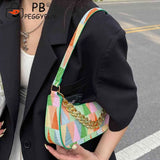 Women Commute Bag Colorful Triangle Printed PU Leather Hobos