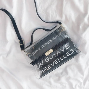 Women Transparent Handbag Letters Printed Shoulder Bag