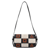 Women Contrast Stitching Shoulder Bag Small Square Messenger Bag