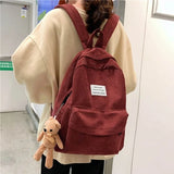 Corduroy Backpack for Women High School College Students