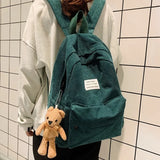 Corduroy Backpack for Women High School College Students