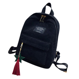 Corduroy Backpack for Women Small Travel Bag Girls Mochila