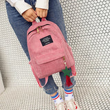Corduroy Backpack for Women Small Travel Bag Girls Mochila
