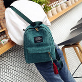 Corduroy Backpack for Women Small Travel Bag Girls Mochila