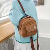 Women Corduroy Backpack Purse Convertible Casual Daypack Travel