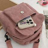 Women Corduroy Backpack Purse Convertible Casual Daypack Travel