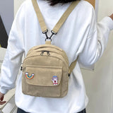 Women Corduroy Backpack Purse Convertible Casual Daypack Travel