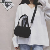 Women Corduroy Barrel Shaped Bag Canvas Handbag Zipper Shoulder Crossbody Bags