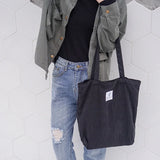 Women Corduroy Canvas Tote Handbag Casual Shopping Bag