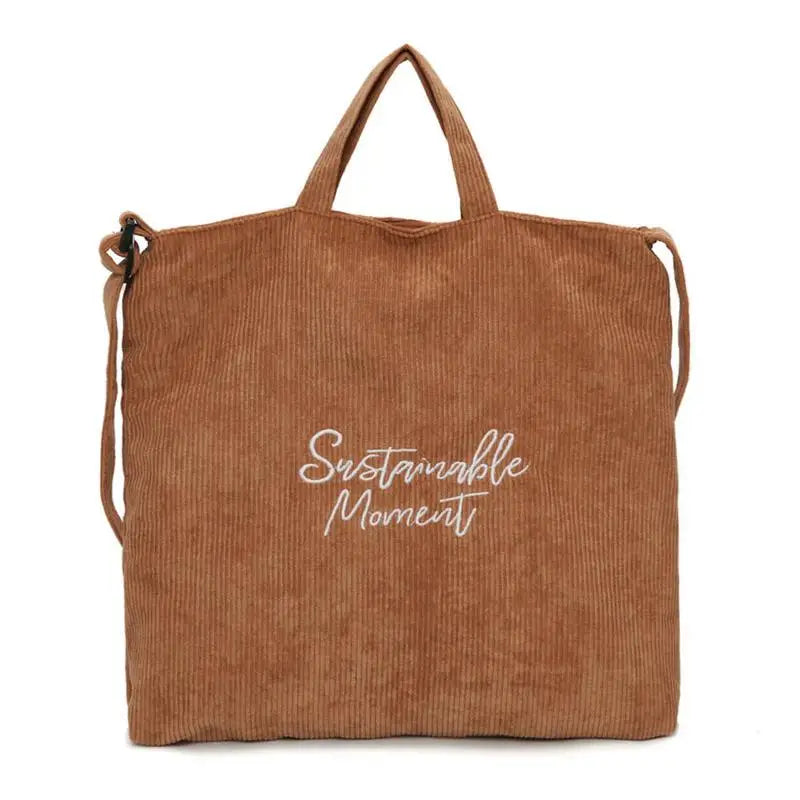 Women Corduroy Canvas Tote Shoulder Bag Shopping Handbag