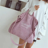 Women Corduroy Canvas Tote Shoulder Bag Shopping Handbag