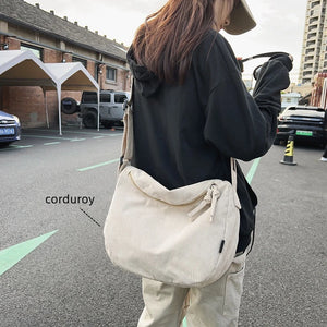Women Corduroy Medium Size Pouch Sling Bag