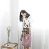 Corduroy Shopping Bag Canvas Shoulder Handbag Eco Tote