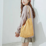 Women Corduroy Shopping Bag Canvas Shoulder Handbag Foldable Eco Tote