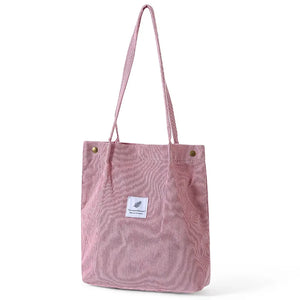 Women Corduroy Shopping Bag Canvas Shoulder Handbag Eco Tote