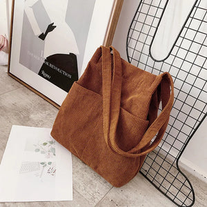 Corduroy Shopping Bag Female Canvas Cloth Shoulder Bag
