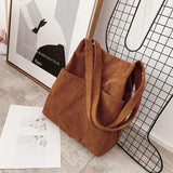 Corduroy Shopping Bag Female Canvas Cloth Shoulder Bag