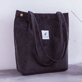 Corduroy Shopping Bag Canvas Shoulder Handbag Eco Tote