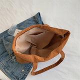 Corduroy Shopping Bag Canvas Shoulder Storage Handbag Large Tote