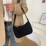 Corduroy Shoulder Bag Women Chain Handbag Winter Tote Thick Cotton Cloth