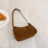 Corduroy Shoulder Bag Women Chain Handbag Winter Tote Thick Cotton Cloth