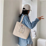 Women Corduroy Shoulder Bag Casual Canvas Tote Soft Crossbody Bags