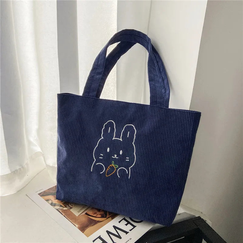 Women Corduroy Shoulder Bag Casual Canvas Tote Soft Crossbody Bags