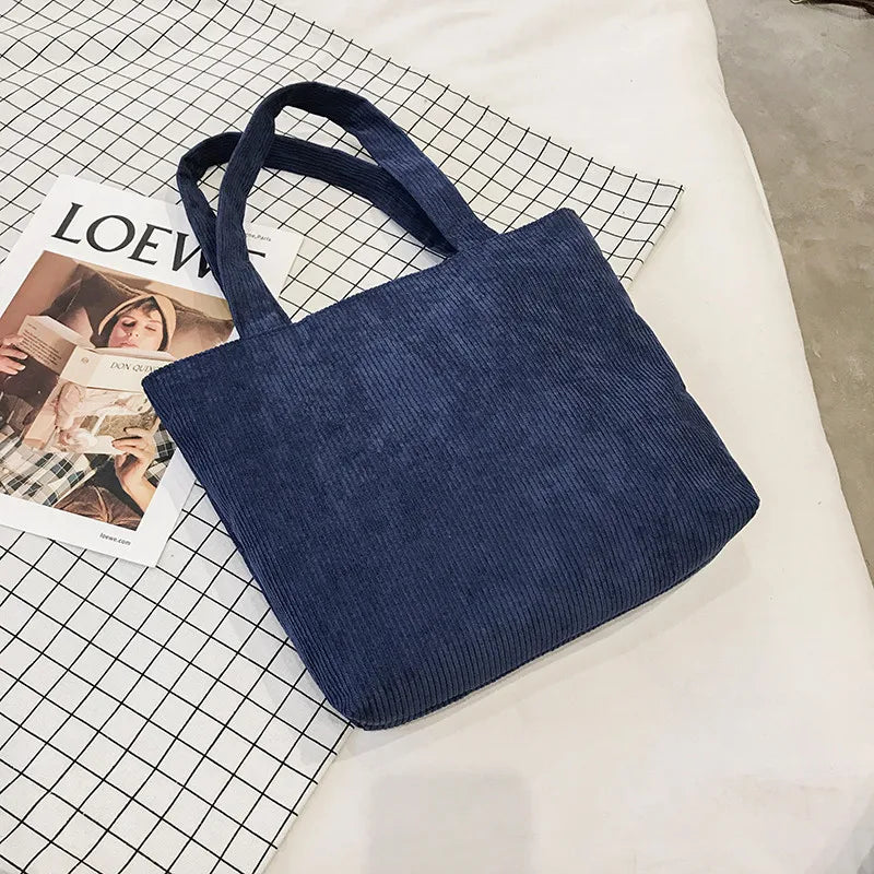 Women Corduroy Shoulder Bag Casual Canvas Tote Soft Crossbody Bags