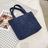 Women Corduroy Shoulder Bag Casual Canvas Tote Soft Crossbody Bags